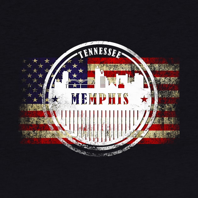 US flag with silhouette Memphis City by DimDom